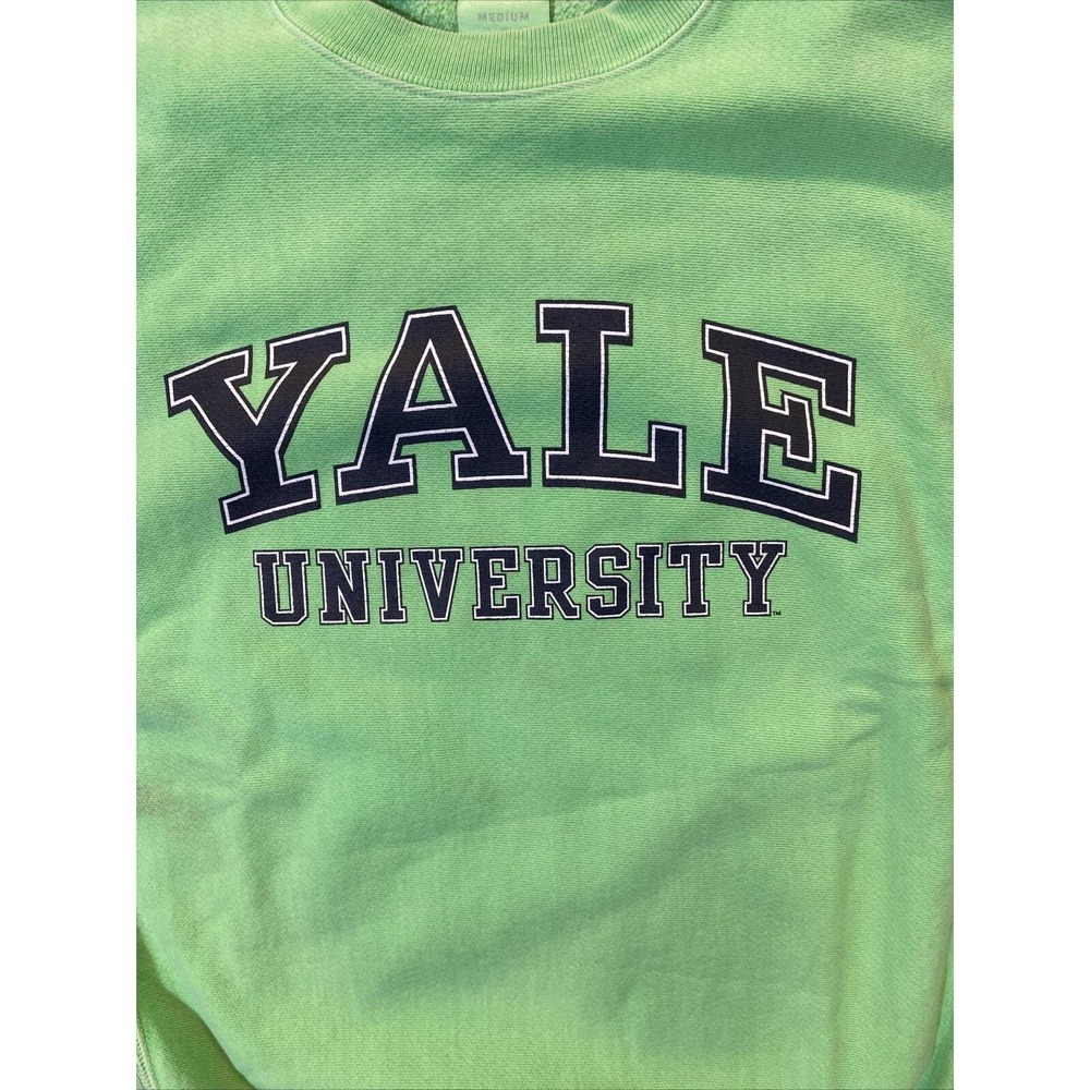 Vintage 90's Yale University Champion Reverse Weave Sweater Size M Lime Green - Picture 2 of 11